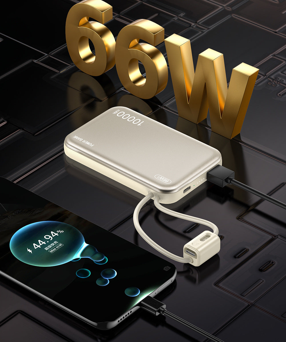 66W Fast Charging Power Bank TypeC Cable External Battery Mobile Power Supply For IPhone 1