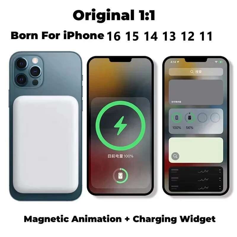 Portable Magsafe Power Bank Wireless Charger For IPhone Auxiliary Spare External Magnetic Battery P