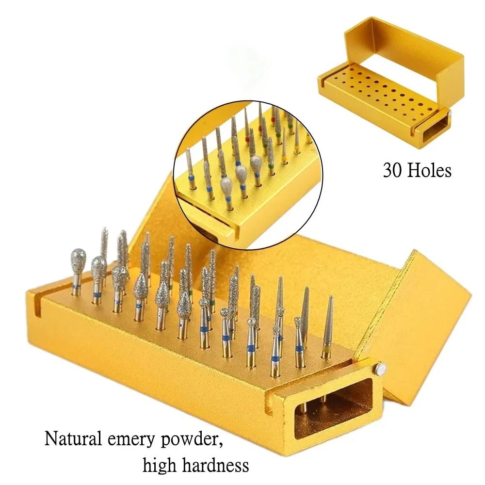 30 Piece Dental Diamond Burs Kit With Aluminum Holder For High Speed Handpiece 1