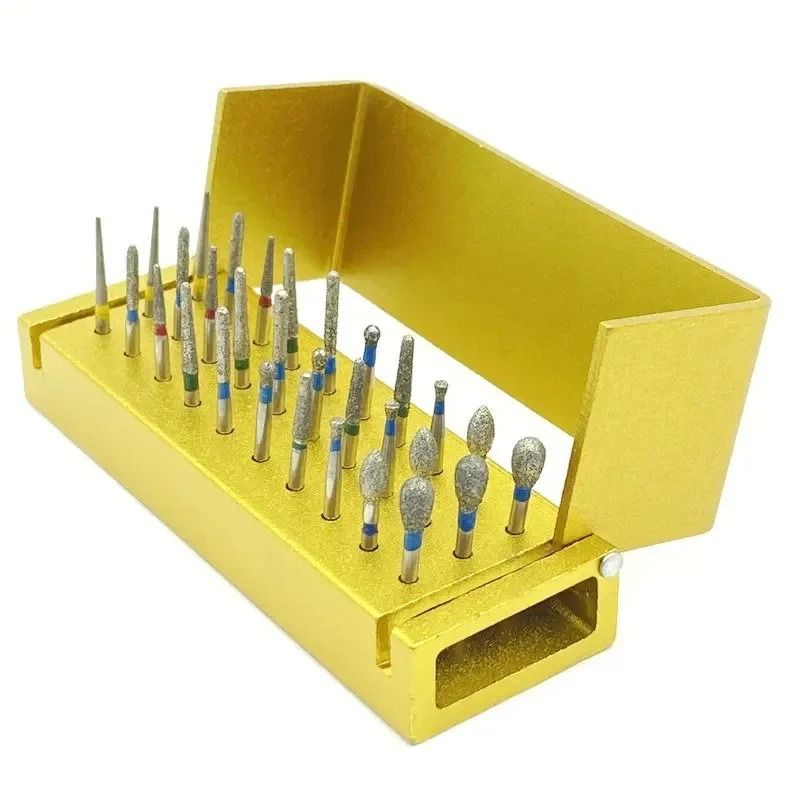 30 Piece Dental Diamond Burs Kit With Aluminum Holder For High Speed Handpiece 6
