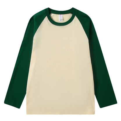 Retro Mens T Shirt Pure Cotton Long Sleeve Top Loose Fit US Style Splicing Shoulder Sleeve Design 8