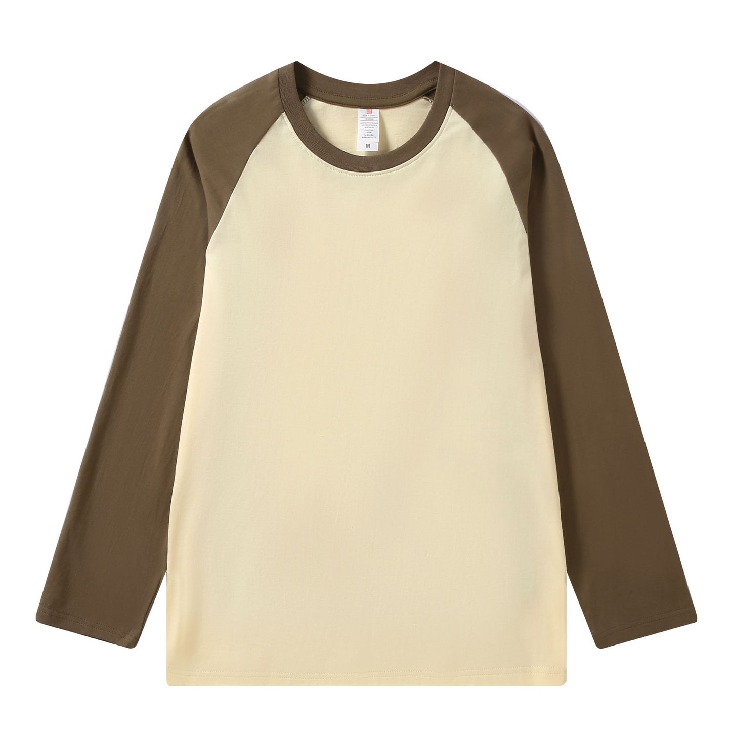 Retro Mens T Shirt Pure Cotton Long Sleeve Top Loose Fit US Style Splicing Shoulder Sleeve Design 7
