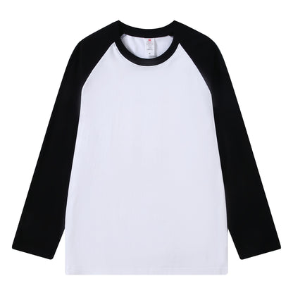 Retro Mens T Shirt Pure Cotton Long Sleeve Top Loose Fit US Style Splicing Shoulder Sleeve Design 11