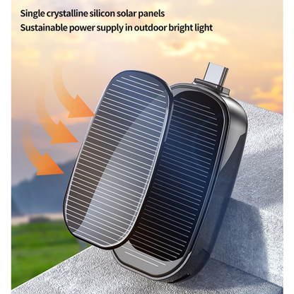 Portable Solar Charger, Mini Power Bank Key Ring, Compact External Battery, Outdoor Camping Phone Powerbank 1200mAh