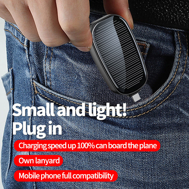 Portable Solar Charger Mini Power Bank Key Ring Compact External Battery Outdoor Camping Phone Powe 2