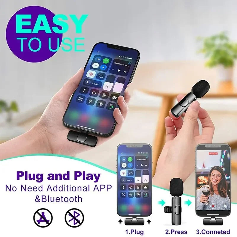 Portable Audio Video Recording Mini Mic For iPhone, Xiaomi Wireless Bluetooth Microphone, Live Broadcast Gaming Phone