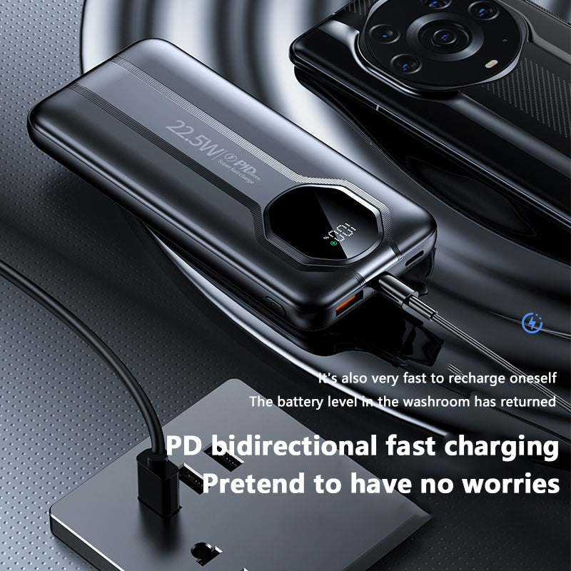 Portable Charger Power Bank Fast Charging External Battery Digital Display Mobile Phone Dual Cable 2