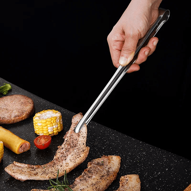GrillMaster Stainless Steel BBQ Tongs With Non Slip Handle For Cooking And Serving 1