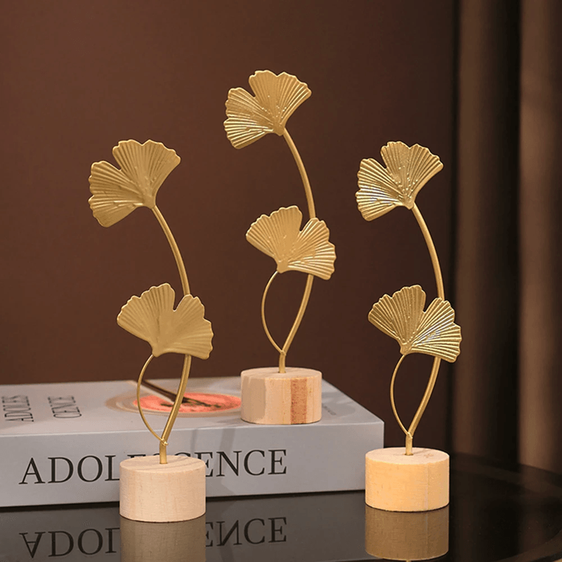 Aurelia Nordic Gold Ginkgo Leaf Sculpture for Luxury Home and Office Decor