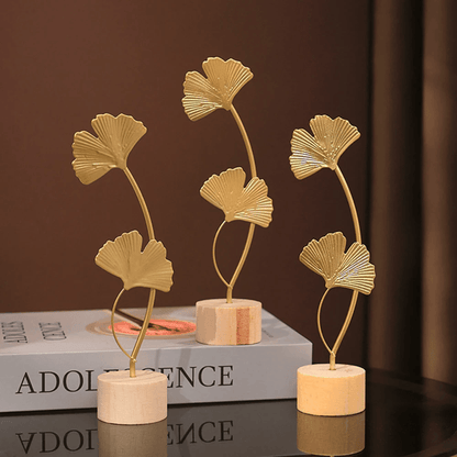 Aurelia Nordic Gold Ginkgo Leaf Sculpture for Luxury Home and Office Decor