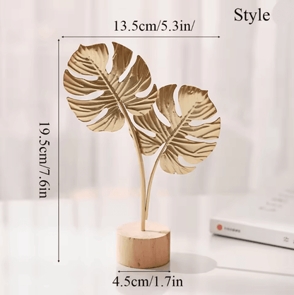 Aurelia Nordic Gold Ginkgo Leaf Sculpture For Luxury Home And Office Decor 2