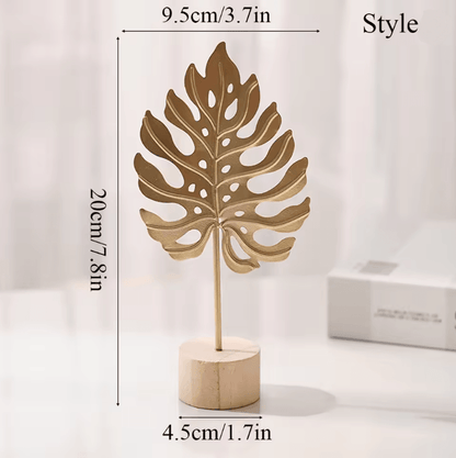 Aurelia Nordic Gold Ginkgo Leaf Sculpture For Luxury Home And Office Decor 5