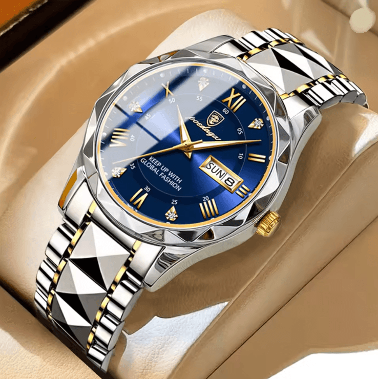 PrestigeTime Luxury Stainless Steel Mens Watch With Luminous Dial And Waterproof Design 1