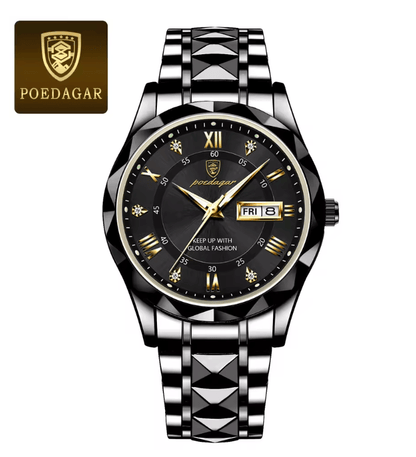PrestigeTime Luxury Stainless Steel Mens Watch With Luminous Dial And Waterproof Design 10