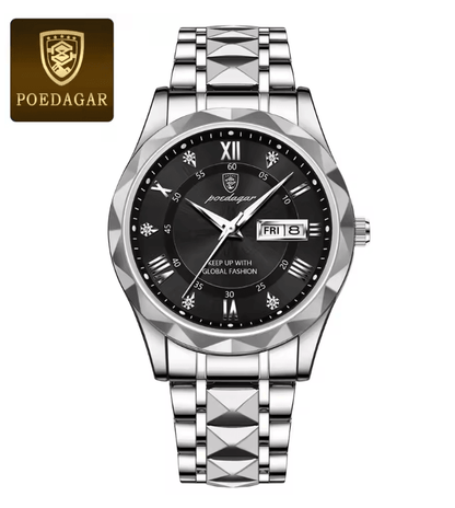 PrestigeTime Luxury Stainless Steel Mens Watch With Luminous Dial And Waterproof Design 3
