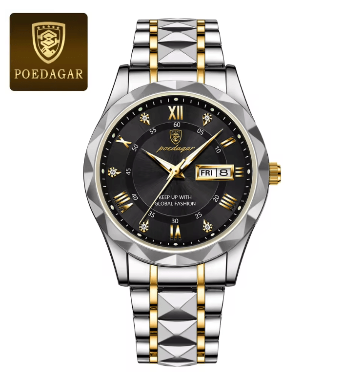 PrestigeTime Luxury Stainless Steel Mens Watch With Luminous Dial And Waterproof Design 5