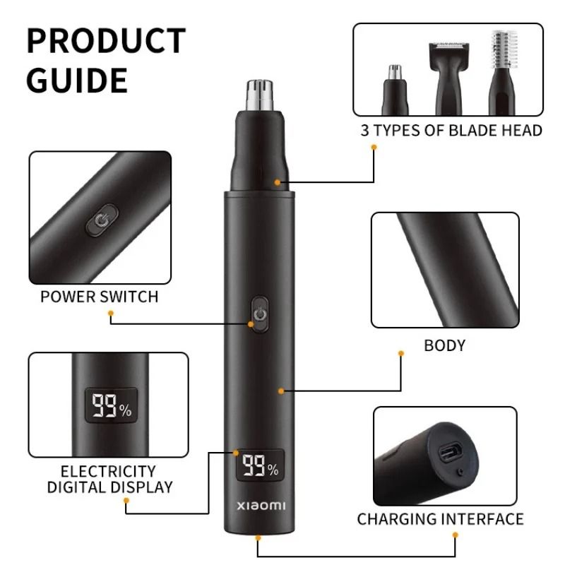 3 In 1 Electric Nose Ear Hair Trimmer For Men Rechargeable Grooming Kit 4
