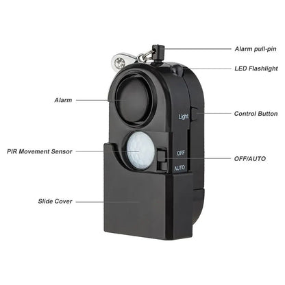 Portable Mini Motion Detector Alarm With LED Light And Siren 6