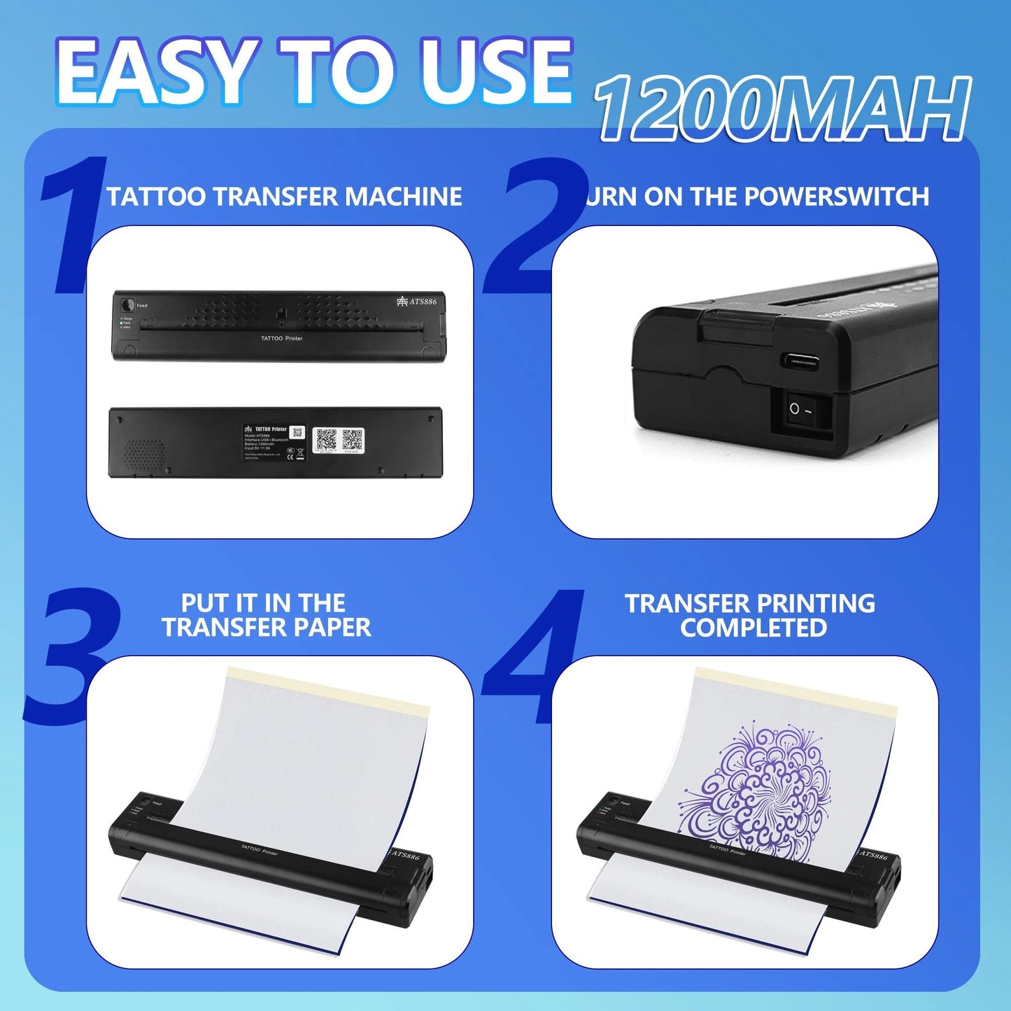 Professional Portable Tattoo Transfer Printer Machine Kit 2