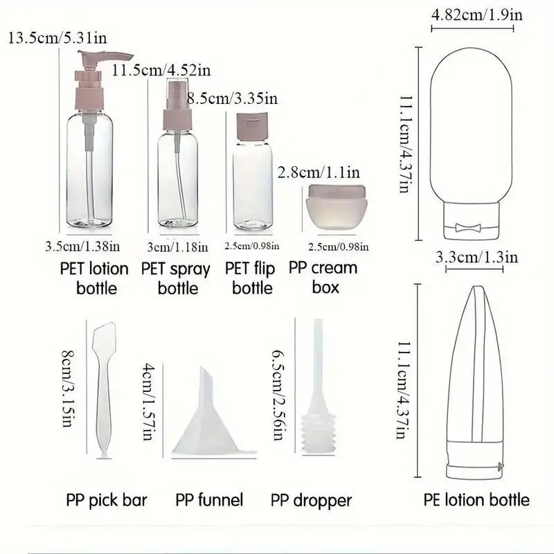 Travel Liquid Refillable Bottle Set Spray  Lotion Containers 4