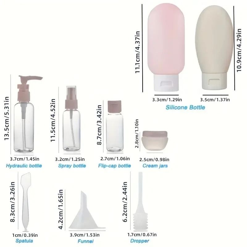 Travel Liquid Refillable Bottle Set Spray  Lotion Containers 5