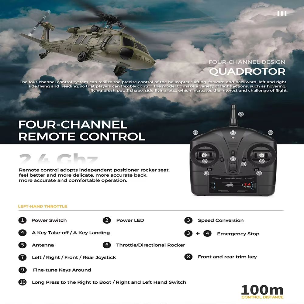 WLtoys K170 RC Helicopter  24G 6Axis Gyroscope 4CH Altitude Hold Remote Control Toy 4