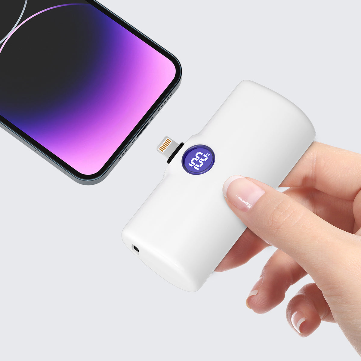 Power Bank for iPhone Samsung Xiaomi, Powerbank Fast Charging Portable Charger, External BatteryType C or Lightning