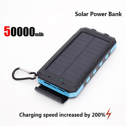Portable Solar Power Bank, Outdoor Large Capacity Mobile Phone Charger with Flashlight, Fast Charging External Battery