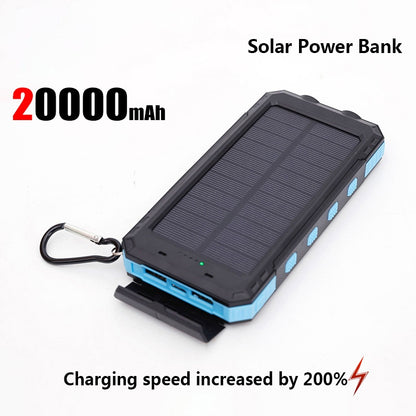 Portable Solar Power Bank, Outdoor Large Capacity Mobile Phone Charger with Flashlight, Fast Charging External Battery