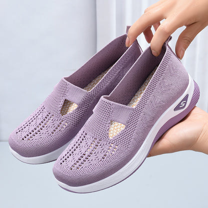 Casual Blue Mesh Womens Shoes Breathable  Comfortable Soft Sole Loafers For Mothers Perfect For Spr 6