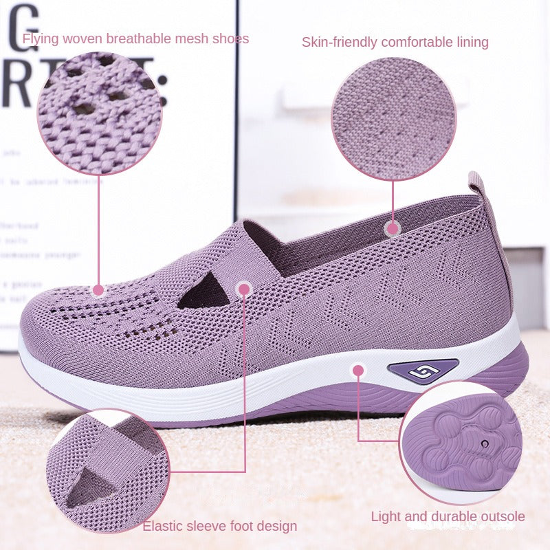 Casual Blue Mesh Womens Shoes Breathable  Comfortable Soft Sole Loafers For Mothers Perfect For Spr 1
