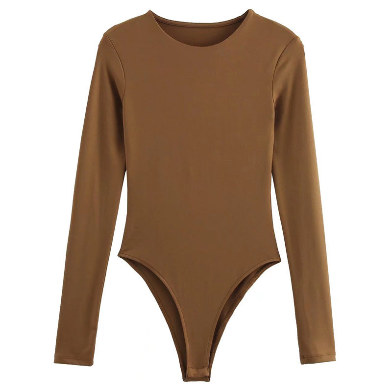 Brown Top Bodysuit Women Sexy Long Sleeve Body Black Spandex Bodysuit Resort Thongs Rave Oufit 1