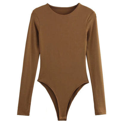 Brown Top Bodysuit Women Sexy Long Sleeve Body Black Spandex Bodysuit Resort Thongs Rave Oufit 1