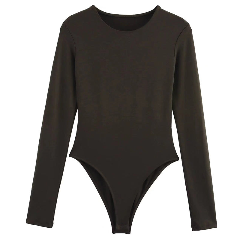 Brown Top Bodysuit Women Sexy Long Sleeve Body Black Spandex Bodysuit Resort Thongs Rave Oufit 7