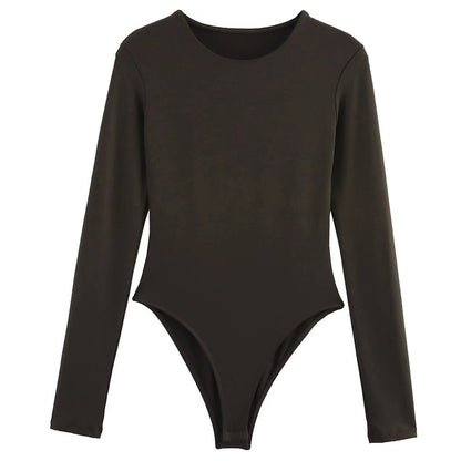 Brown Top Bodysuit Women Sexy Long Sleeve Body Black Spandex Bodysuit Resort Thongs Rave Oufit 7