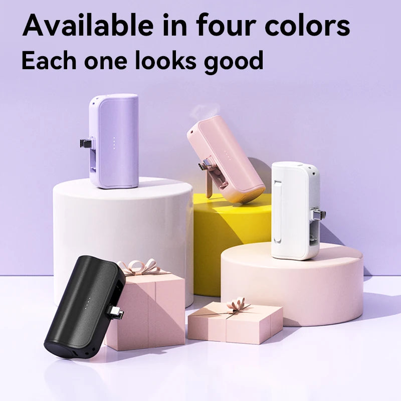 Portable Wireless Fast Charging Power Bank, Mini Capsule External Battery, High Capacity for iPhone Huawei Samsung