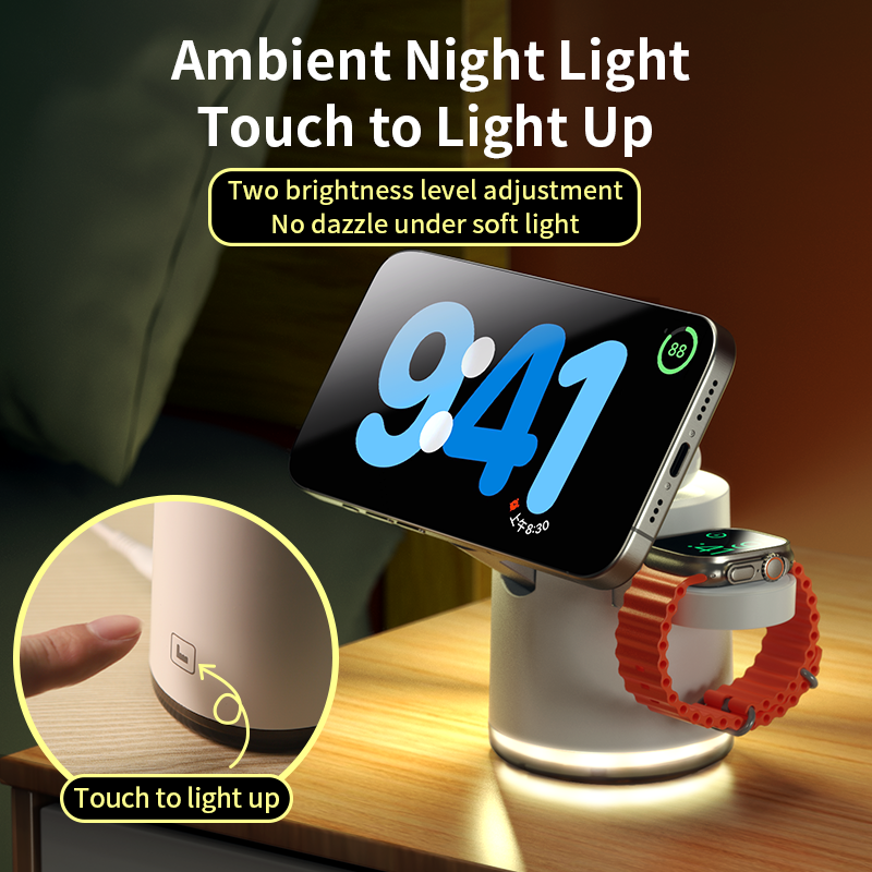 3in1 Wireless Charger Foldable Dock Qi2 Fast Charging Station Stand For IPhone  AirPods Apple Watch 3