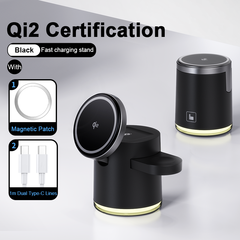 3in1 Wireless Charger Foldable Dock Qi2 Fast Charging Station Stand For IPhone  AirPods Apple Watch 5