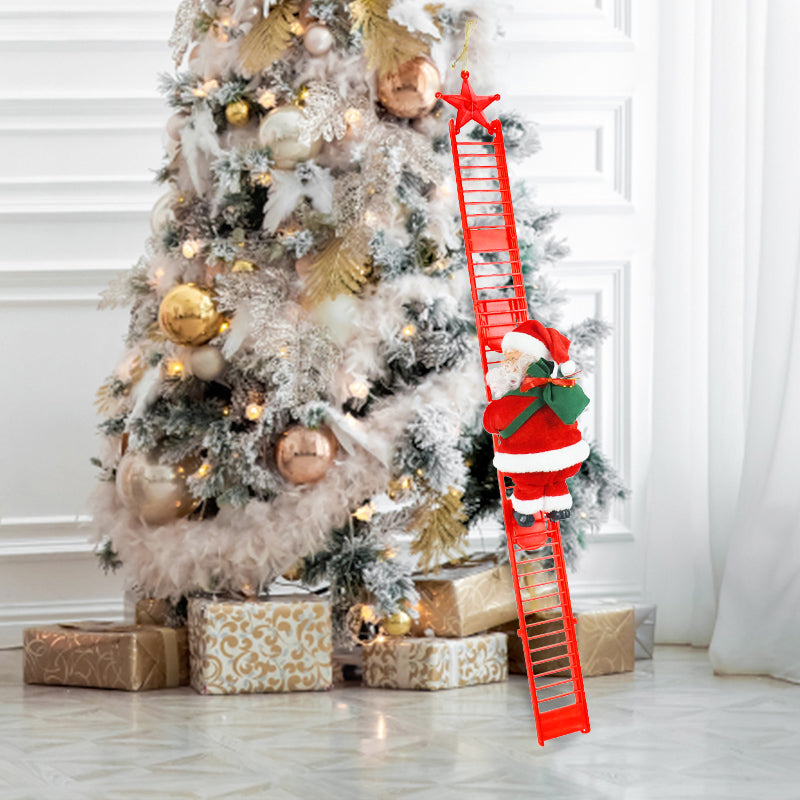 Climbing Santa Claus Doll, Christmas Tree Ornament, Ladder with Music, Holiday Decorations, Navidad, New Year