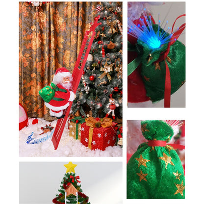 Climbing Santa Claus Doll, Christmas Tree Ornament, Ladder with Music, Holiday Decorations, Navidad, New Year