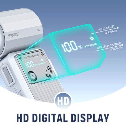 Pocket Portable Handheld Fan, High-Speed Turbo Jet Cooling Fan, Brushless Motor with Digital Display for Outdoor Travel