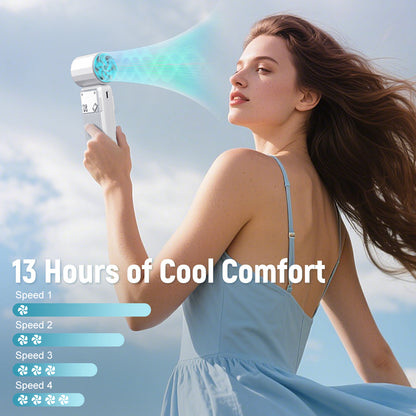 Pocket Portable Handheld Fan, High-Speed Turbo Jet Cooling Fan, Brushless Motor with Digital Display for Outdoor Travel