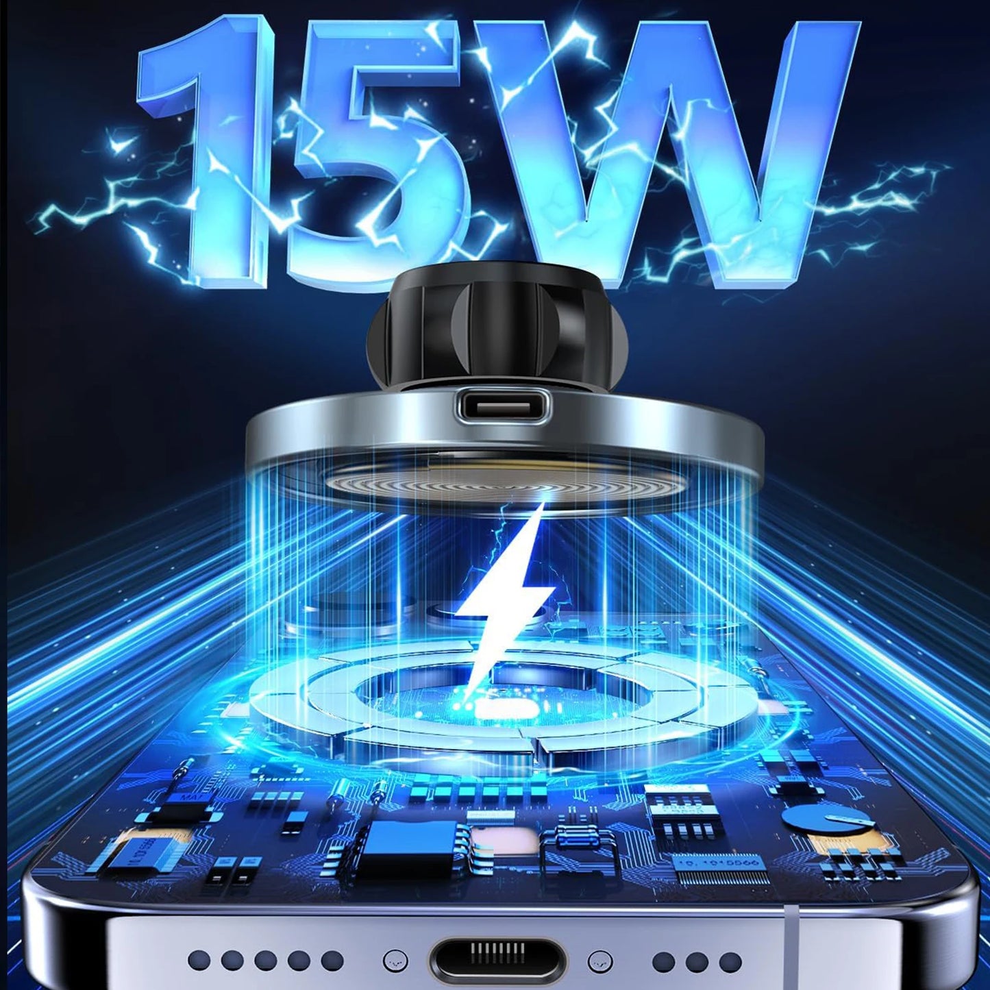 15W Wireless Car Charger Adapter Strong Magnetic Air Vent Phone Holder Fast Charging Mount For IPho 2