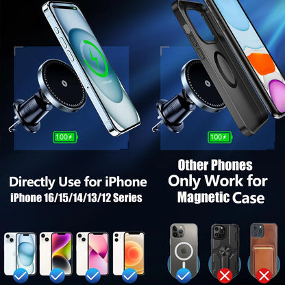 15W Wireless Car Charger Adapter Strong Magnetic Air Vent Phone Holder Fast Charging Mount For IPho 3