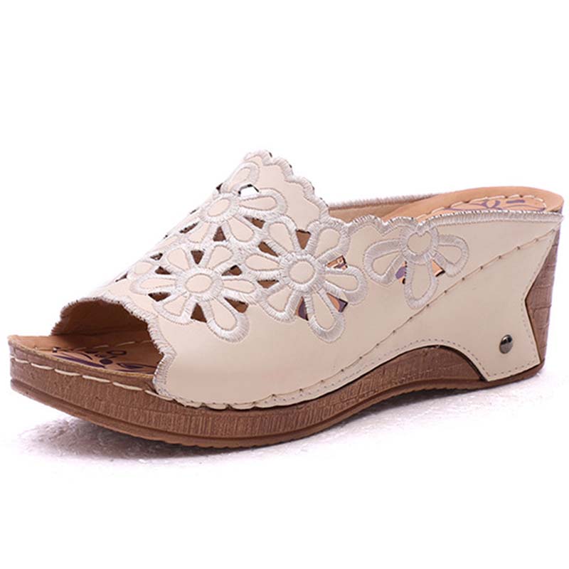 Stylish Women Shoes Sandals For Summer Outdoor Walking SlipOn Wedge Sandals Retro Womens Footwear   8