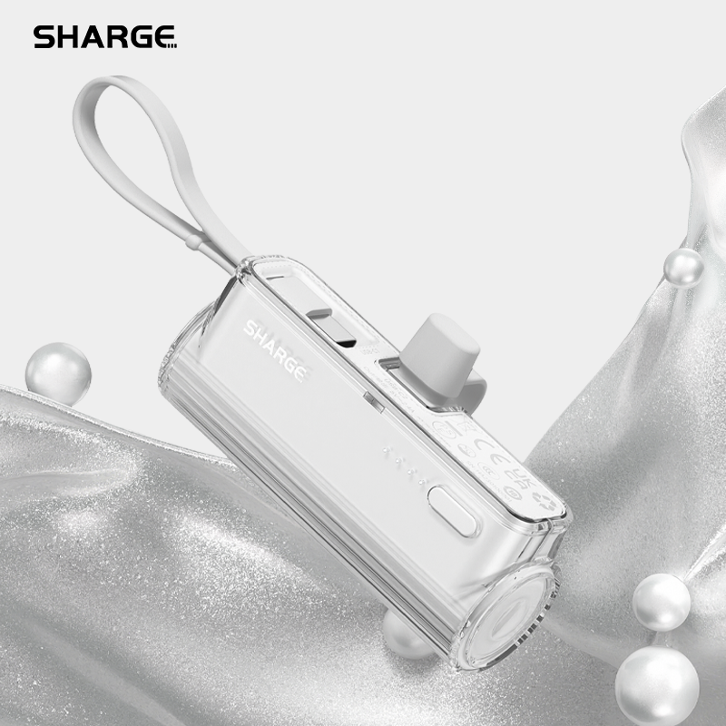 Flow Mini Power Bank, Built-in Replaceable USB-C Lightning Connector, Portable Charger for iPhone, Samsung