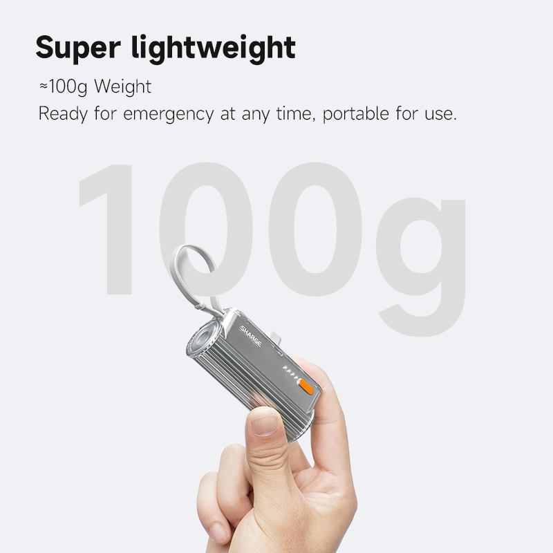Flow Mini Power Bank, Built-in Replaceable USB-C Lightning Connector, Portable Charger for iPhone, Samsung