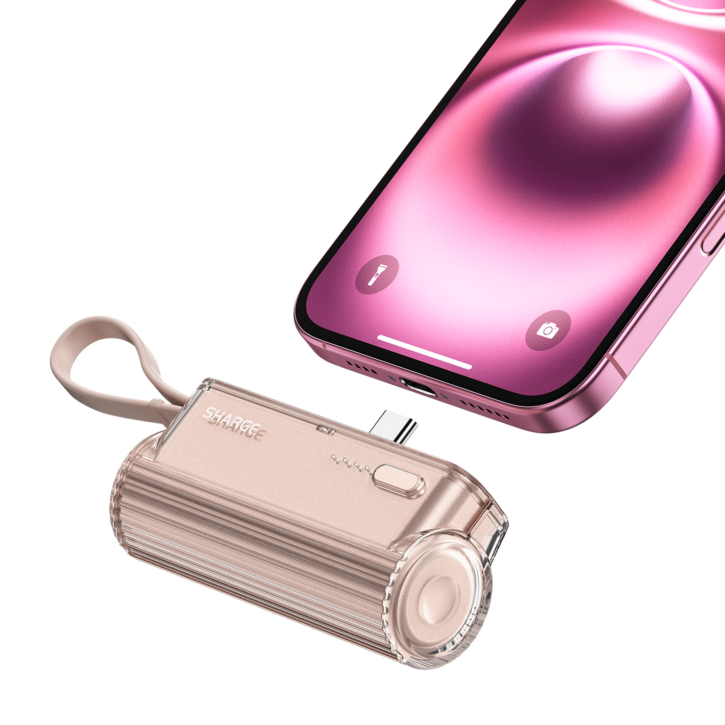 Flow Mini Power Bank, Built-in Replaceable USB-C Lightning Connector, Portable Charger for iPhone, Samsung