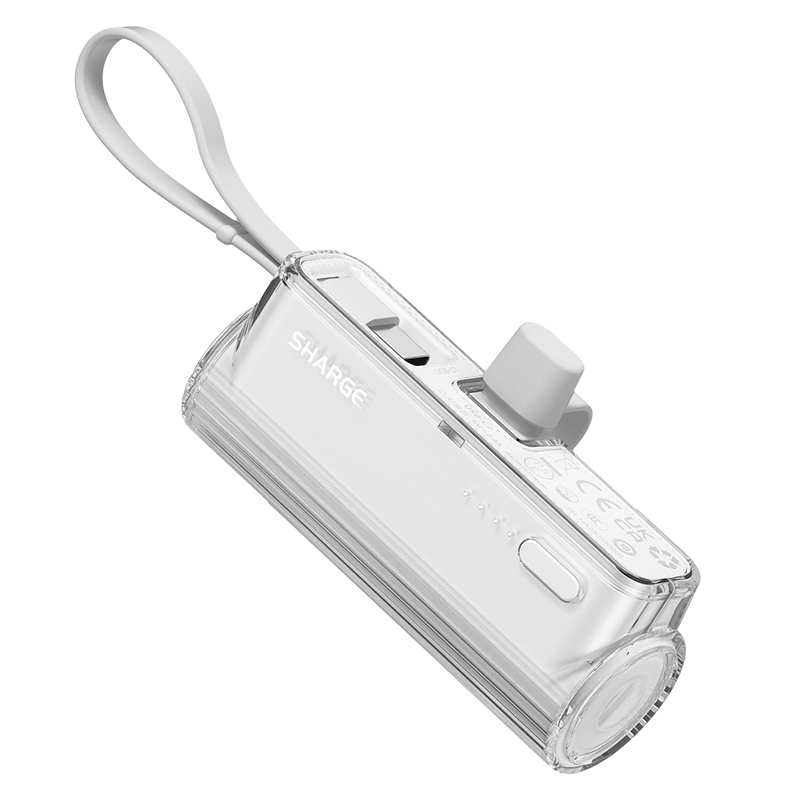 Flow Mini Power Bank, Built-in Replaceable USB-C Lightning Connector, Portable Charger for iPhone, Samsung