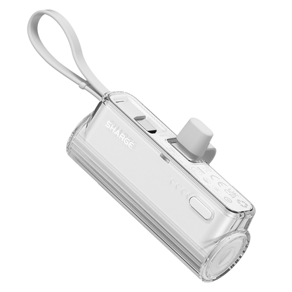 Flow Mini Power Bank, Built-in Replaceable USB-C Lightning Connector, Portable Charger for iPhone, Samsung